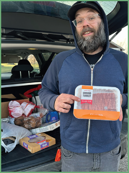 Brian holding ground turkey